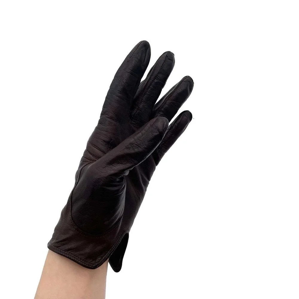 VTG Italian Brown Leather Driving Gloves Women's Soft Leather Made in Italy
